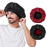 1pcs Satin Silk Bonnet for Men Women, Double Layer Reversible Silk Hair Bonnet for Sleeping Women Men, Mens Bonnet for Curly Hair