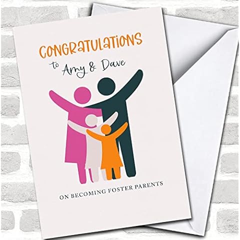 Colorful Happy Family Foster Parents Congratulations Personalised Card Cover