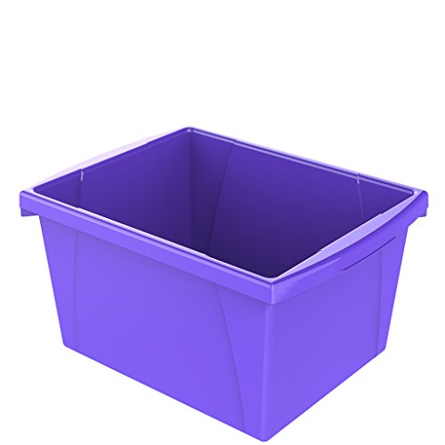 Image of Storex 4 Gallon Storage Bin - Plastic Classroom Organizer for Books and Supplies, Violet, 6-Pack (61481C06C)
