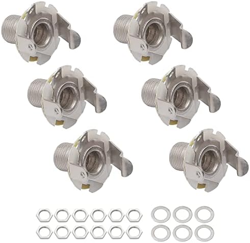 6x 0.25 Inches Guitar Jack Socket Input Output Silver 6.35mm Jack for Electric Guitar Bass