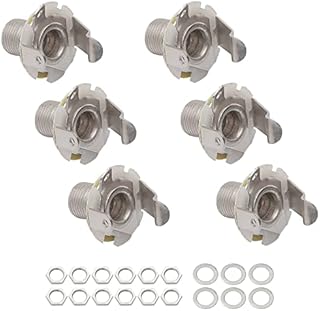 6x 0.25 Inches Guitar Jack Socket Input Output Silver 6.35mm Jack for Electric Guitar Bass