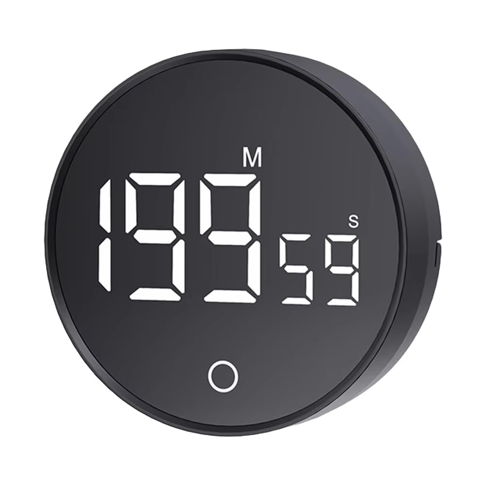 CTRLZS Black Magnetic Countdown Clock with Desk Stand - Manual Digital Kitchen Timer for Cooking and Study Stopwatch