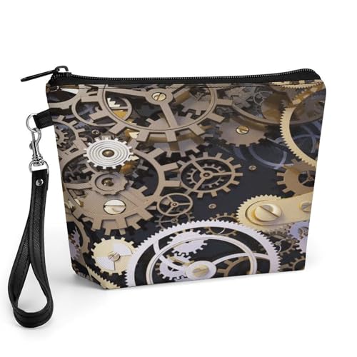 Bolsa de maquillaje steampunk con asa superior y amplio espacio interior