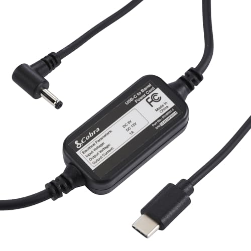 Image of USB-C to Barrel Connector Radar Detector Power Cable for Cobra Radar Detectors, Compatible with Cobra RAD350 380 450 480i 700i and Suitable for Radar Detector Windshield Mount