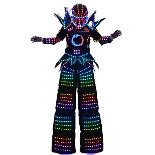 Earthradius Traje de robot LED a todo color Smart Pixels Ropa de disfraz de zancos Walker Disfraz Luces LED Chaqueta luminosa