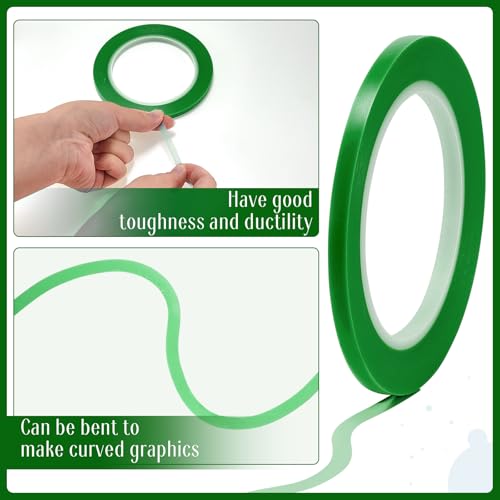 Image of Nezyo 6 Pcs Vinyl Pinstripe Tape Auto,Green,1 /16, 1 /8,1 /5,1 /4,1 /2, 3 /4 Inch | Thin Masking Tape for Auto Detailing, High Temp Low Tack Pinstripe Tape, Painters Tape, Paint Protection, Easy Clean Removal