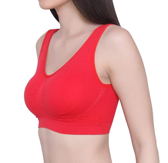 Image of Brachy Womens Women's Cotton & Elastane Non-Padded Non-Wired Workout Supportive Seamless Wireless Yoga Air Bra