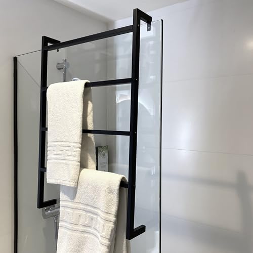 Porte-serviettes trois fixations MSV Will noir mat pour salle de bain - 5