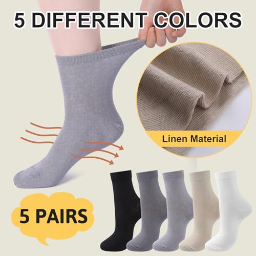 5 Pairs Thin Breathable Organic Linen Socks for Men All-natural Linen Moisture-wicking Organic Hemp Socks Men Women2