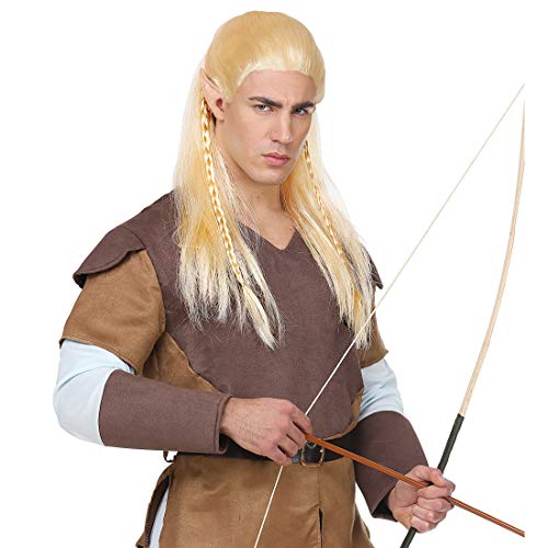 Disfraz de Elfo: Crea tu Look de Legolas o Arwen para Fiesta o Cosplay Peluca de fantasía Elfo para Hombre/Rubio/Fabulosa Peluca para Carnaval Arquero/Apropiado para Festivales y carnavales