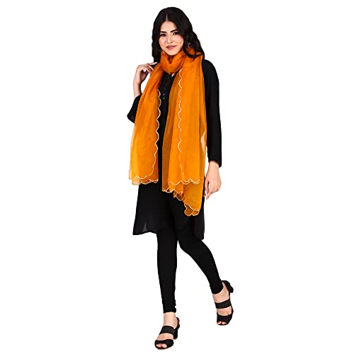 Traditions Bazaar Women's Organza Fabric Cut-Work Border Dupatta