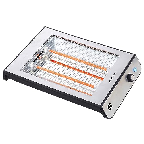 Tostador plano de GRUNKEL TSP-INOX, 600W, 4 rebanadas, 6 niveles, bandeja recogemigas extraíble, acero inoxidable, diseño compacto y resistente.
