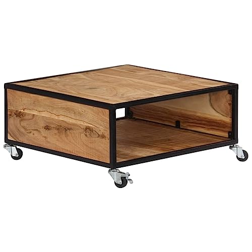 Mesa de centro con ruedas y almacenamiento de madera solventa espacio en salon 2