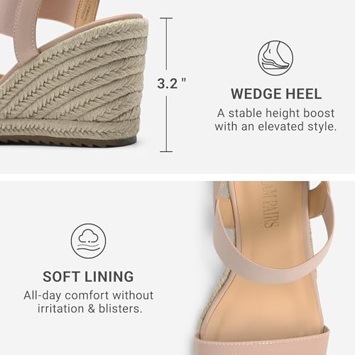 Image of DREAM PAIRS Womens Open Toe Espadrilles Dressy Platform Sandals Slip on Elastic Ankle Strap Wedges Sandals