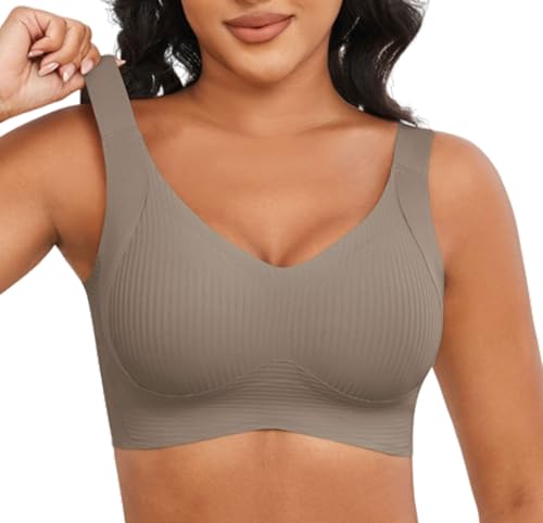 La mejor selección de Sujetadores para Mujer de esta semana. 46 Jouica sin Aros para Mujer, Sujetadores sin Aros, cómodos Sujetadores Acolchados, Sujetadores para Dormir, Sujetadores Camiseta para Mujer,Café,4X-Grande