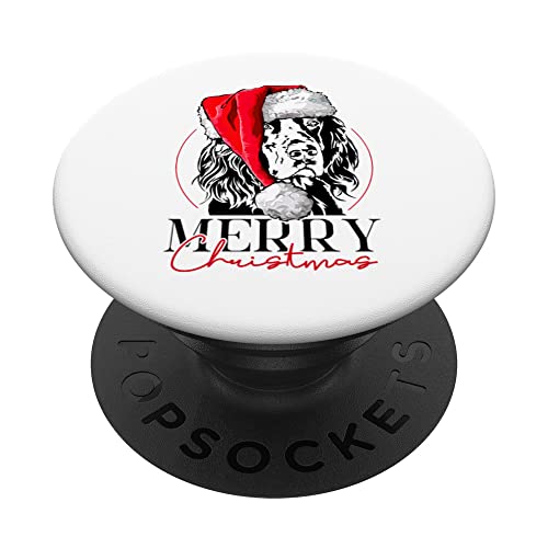 Funny Santa Gordon Setter Merry Christmas dog mom dog PopSockets Swappable PopGrip, Black