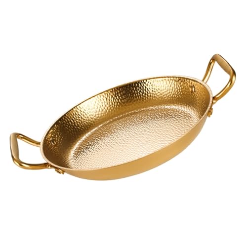 MUELODSIC Paellera de Acero Inoxidable 20 CM Doble Asa Sartén para Cocinar Mariscos y Guisos Resistente al Desgaste y Apta para Cocinas de Gas Eléctricas y Vitrocerámicas