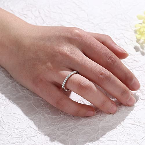 Moissanite Wedding Ring Brilliant Round Cut D Color VVS1 Clarity Half Eternity Rings 18K White Gold Plated Sterling Silver Stackable Ring Moissanite Engagement Rings for Women4