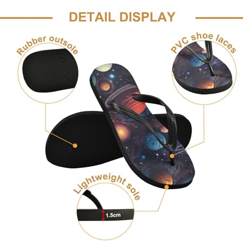 Space Planets Beach Summer Casual Flip Flop Sandals Non-Slip Quick Dry for Women Men 214B28362