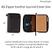 PavinCrafter A5 Leather Journal Cover with Zipper Refillable Notebook Cover, Compatible with Moleskine, Leuchtturm1917 & Archer A5 Journals, Fits Medium A5 5.75 x 8.25 in & Large A5 5 x 8.25 in Diary