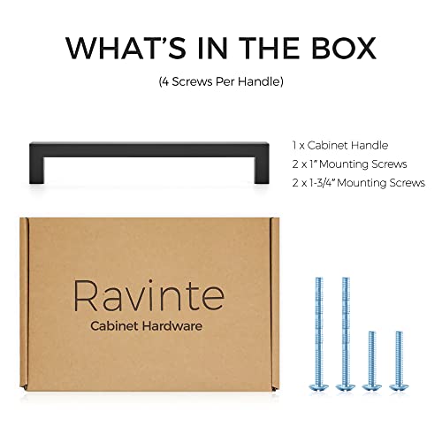 Image of Ravinte 1 Pack 7-1 /2 Inch Kitchen Square Cabinet Handles Matte Black Pulls Black Drawer Pulls Kitchen Cabinet Hardware for Cupboard Drawer Handles
