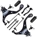 Detroit Axle - 12PC Front Lower Control Arms, Ball Joints, Sway Bars, Inner and Outer Tie Rods w/Boots for 2005 2006 2007 2008 2009 Hyundai Tucson - [2005-2010 Kia Sportage]