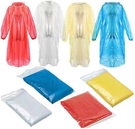 Gecau 24 PCS Disposable Clear Rain Ponchos, B𝚞lk Emergency Ponchos with Hood, One Size