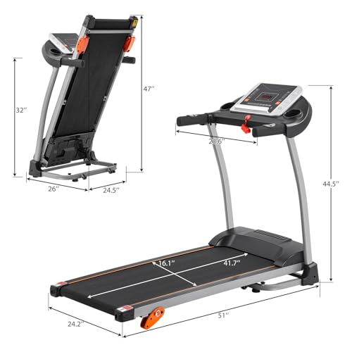 Image of Easy Folding Treadmill,Walking Pad Under Desk Treadmill, with Device Holder & Pulse Sensor, 3-Level Incline Adjustable Compact Foldable,for Home Use