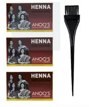 Anoos Henna Natural 100 G Pack of 3 With Brush-100% natural & chemical-free,Promotes hair growth Turns grey hair to a beau... - Review, Price and Buying Guide