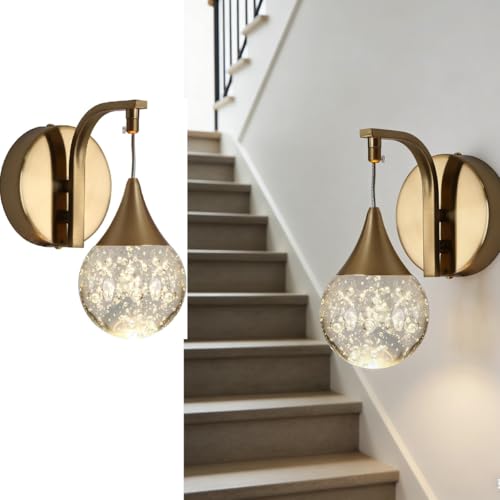 MASIVEL LED Wall Sconces Dimmable, Modern Crystal Wall Sconce Indoor,