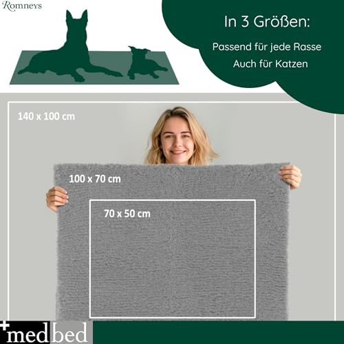 Medbed Premium - Die medizinische Hundedecke: rutschfest, feuchtigkeitsabsorbierend, atmungsaktiv und waschbar (50x70 cm, Pfötchen-Grau)