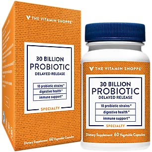 Probiotic Delayed Release 30 Billion with 10 Probiotic Strains to Support Digestive, Immune Vaginal Health or Yeast Imbalance Shelf Stable (60 Veggie Caps) by The Vitamin Shoppe