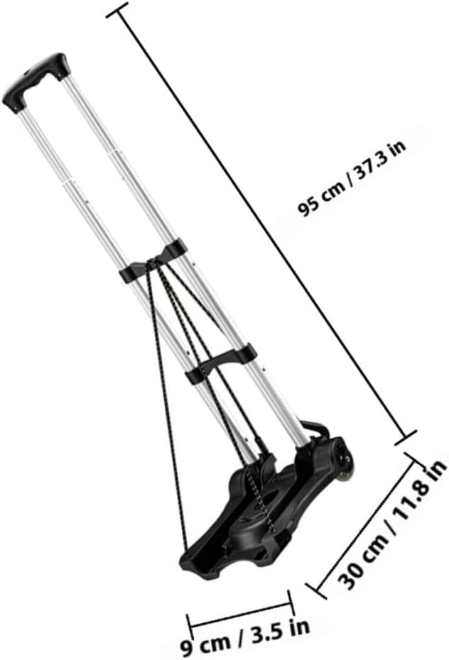 SOLUSTRE Portable Folding Hand Truck with Wheels, Lightweight Collapsible Dolly Cart for Travel, Moving and Shopping, Black Compact Luggage Trolley for Home and Outdoor Use