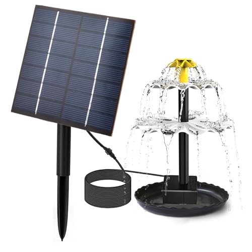 Lewisia 3-Tier Solar Bird Bath Fountain Water Pump Solar Powered Waterfall Feature for Birdbath Garden Backyard Pond Pool Outdoor Decoration 2.5W