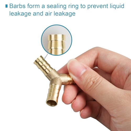 MACHSWON 8mm or 5/16" Brass Barb Hose Fitting Y Shape 3 Way Connector Barbed Splitter Fitting Splicer for Water Fuel Air 2pcs - Image 4