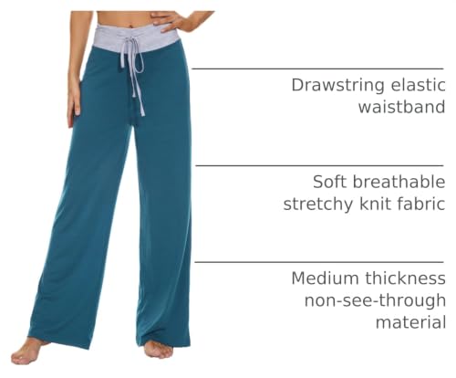 Image of LOCUBE Women's Pajama Pants, Soft Comfy High-Waist Wide-Leg Lounge Pants with Drawstring and Pockets