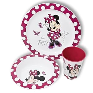 Stor Set de Vajilla Infantil de Minnie Mouse para Niñas – Plato, Vaso y Bol Infantiles, Conjunto de Vajilla infantil para Desayuno, Almuerzo y Cena, Reutilizable y Libre de BPA