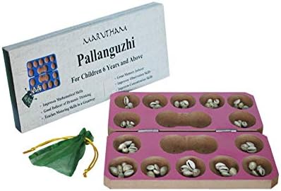 Marutham Pallanghuzi Ancient Game Box Model Wooden Pallanguzhi - Mancala Wooden Board Game for kids