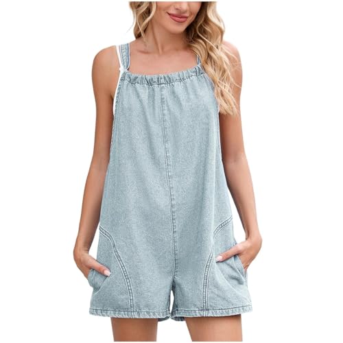 Salopette d'été en jean femme pour vacances et plage look décontracté ample