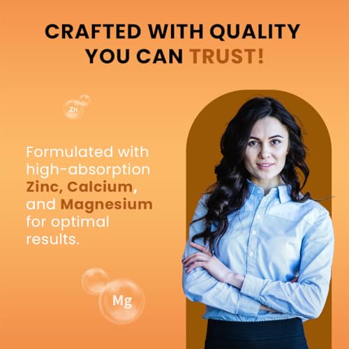 Image of CUREFOREVER Calcium Magnesium Zinc Tablets - 60 Tablets, For - Bones, Skin, Hair & Nails - Premium Mineral Complex for Men & Women