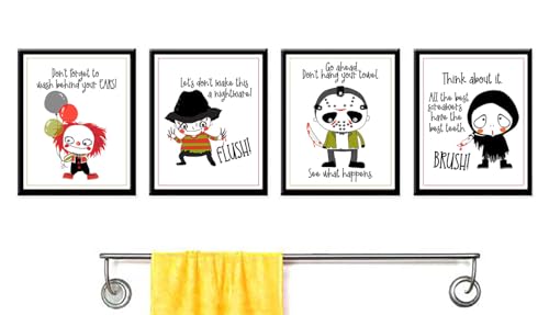 Affiches de film d'horreur Silly Goose Gifts déco murale amusante salle de bain 4 posters 20x25