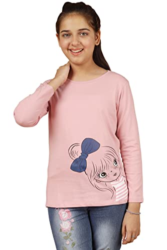Image of KYDA KIDS 100% Cotton Girls Full Sleeve Printed T-Shirt,Regular fit Round Neck Tops