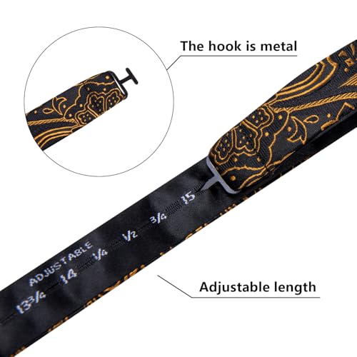 Image of Dubulle Self Tie Bow Ties and Lapel Pin for Men Paisley Solid Mens Bowtie and Handkerchief Cufflinks Set Wedding