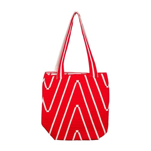 Bolso de hombro tejido de playa para mujer, bolso de mano de verano, correas de hombro para bolsos, Red, Talla única