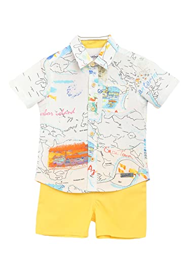 Image of Nautinati Boys Printed Collared Shirt with Shorts Clothing Set | Age 1-5 Years