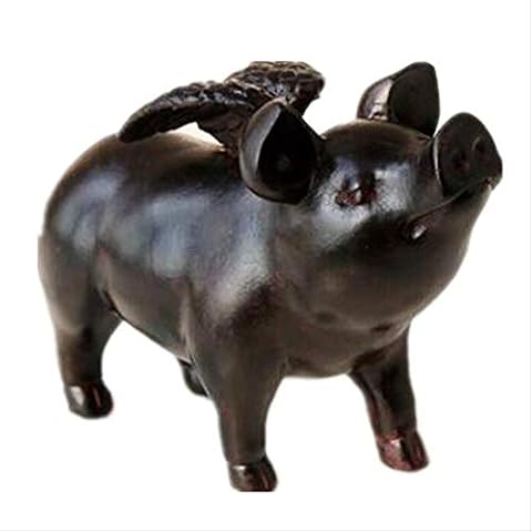 ZGPTX Escultura Decorativa de Cerdo de ángel Negro Cover