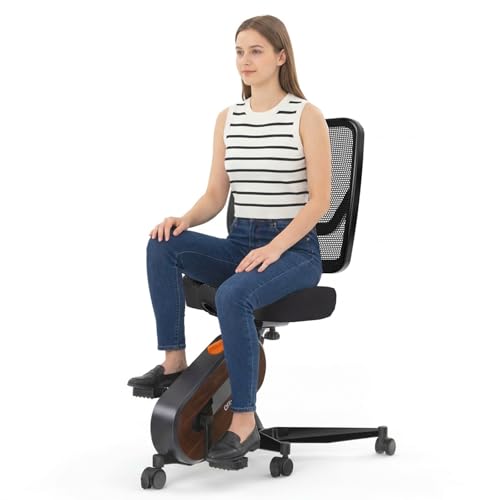 HitGo Ergonomic Office Chair with Exercise Bike, 330LBS Under-Desk Bike with 9-Level Height-Adjustable Seat, 8-Level Resistance, Rolling Wheels, Quiet Fitness for Home Office (Black)