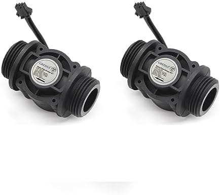 1" Water Flow Sensor Food-Grade Switch Hall Effect Flowmeter Fluid Meter Counter 1-60L/min (Pack of 2)