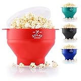 Zulay Kitchen Large Microwave Popcorn Maker - BPA Free Silicone Popcorn Popper Microwave Collapsible Bowl With Lid - Family Size Microwave Popcorn Bowl - Various Colors Available (Red)