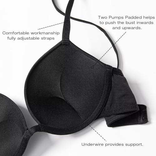 Image of Deyllo Women's Push Up Underwire Bra Super Padded T-Shirt Bra Add Two Cups